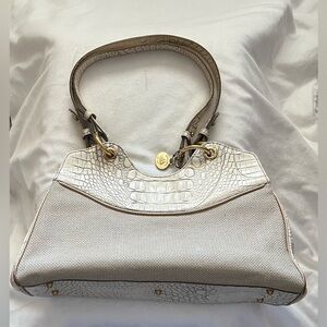 Vintage Brahmin Gracyn Portofino Croc Embossed Leather/Canvas Shoulder Bag